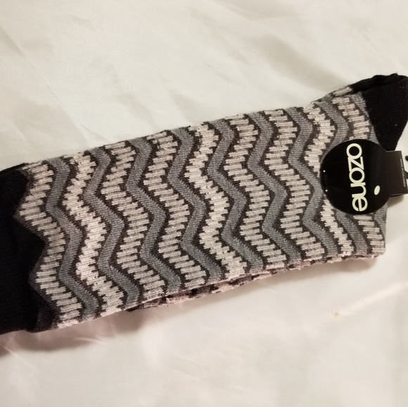 New OZONE SOCKS Black Grey Train Track Stripes - Picture 1 of 6